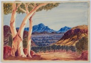 BASIL RANTJI (1936 - 1999), (Central Australian Landscape), watercolour on artist's board, Signed "BASEL RANTJIA" lower centre, 36 x 53cm.