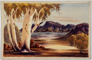 CLAUDE PANNKA (1928 - 1972), (Central Australian Landscape), watercolour on artist's board, signed lower right, 34 x 52cm.