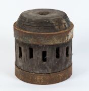 An antique Australian dray wheel hub, Woodend, Victoria, 19th century, 33cm diameter, 37cm deep