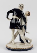 ROYAL DUX Czechoslovakian porcelain figural group of the dancing couple, pink triangle mark to base, 31cm high - 2