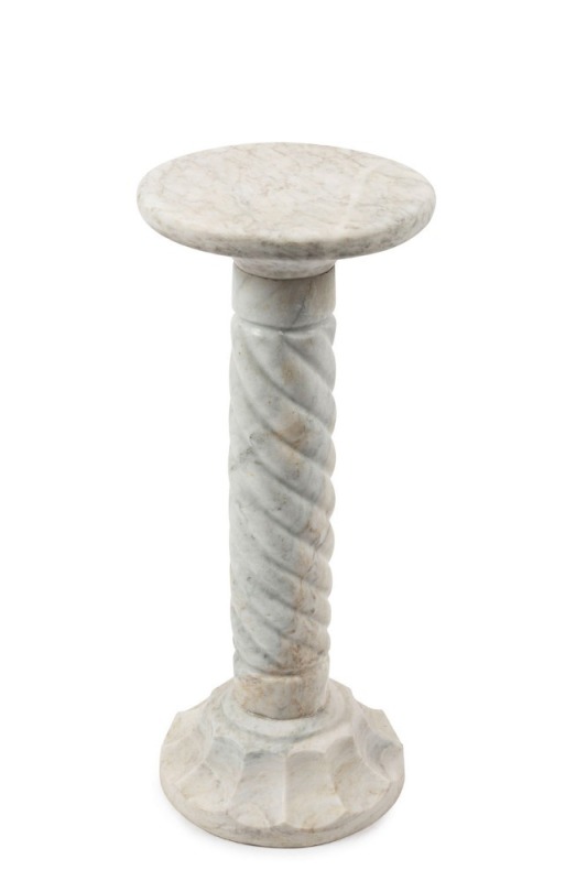 An antique Italian marble pedestal with barley twist column and circular top, 19th/20th century, 72cm high, 30cm diameter