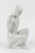 ROYAL DUX Czechoslovakian white porcelain statue of a female nude, blue factory mark to base "Royal Dux, Made in&nbsp;Czechoslovakia", 26cm high