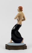 ROYAL DUX Czechoslovakian Art Deco porcelain statue mounted on embossed metal base, marks obscured, 28.5cm high - 2