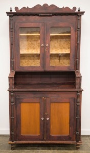 SCHMIDT FAMILY Colonial bookcase, kauri and red pine with original red ochre pigment finish, Robertstown, South Australian, circa 1865, 213cm high, 109cm wide, 47cm deep