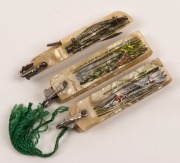 Three souvenir pocket manicure sets depicting Sydney Harbour Bridge, Sorrento and Mornington, circa 1940, the largest 7cm long