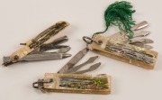 Three souvenir pocket manicure sets depicting Sydney Harbour Bridge, Sorrento and Mornington, circa 1940, the largest 7cm long - 2