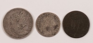 Three convict era love tokens, early 19th century, the largest 32mm diameter