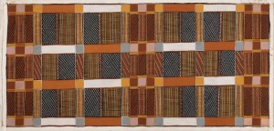 THERESE ANNE MUNKARA (b.1953), Nguia, Bathurst Island, ochre earth pigments on canvas, Tiwi Design gallery number verso, 114 x 53cm. (Purchased from the Gallery 25 July 2002).