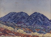 ALBERT NAMATJIRA (1902-1959), In The Macdonnell Range Central Australia, watercolour, signed lower right "Albert Namatjira", with University of Melbourne condition and treatment report verso, 26cm x 37cm, 45cm x 55cm overall