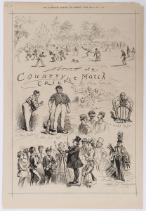 1886 W. P. SNYDER "International Cricket Match on the Ground of the Germantown Club at Nicetown, Pennsylvania." full page engraving, hand-coloured; also, a range of engravings, etchings & photogravures, circa 1840s-90s, from various publications including "The Illustrated London News", "The Illustrated Sporting and Dramatic News", "The Graphic", "Harper's Weekly", "The Illustrated Sydney News", etc. (15 different images; several full page).