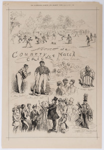 1886 W. P. SNYDER "International Cricket Match on the Ground of the Germantown Club at Nicetown, Pennsylvania." full page engraving, hand-coloured; also, a range of engravings, etchings & photogravures, circa 1840s-90s, from various publications including