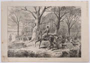 THE HUNT: A collection of mainly full-page etchings, engravings, lithographs and other illustrations of events, horses and riders, mishaps and falls, mainly from the English "The Illustrated Sporting and Dramatic News", "The Illustrated London News",  of