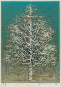 JOICHI HOSHI (1911-1979), Winter Tree Against A Blue Sky, woodblock, signed lower right "J. Hoshi, '74", 27 x 19cm, 40 x 31cm overall