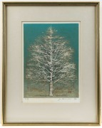 JOICHI HOSHI (1911-1979), Winter Tree Against A Blue Sky, woodblock, signed lower right "J. Hoshi, '74", 27 x 19cm, 40 x 31cm overall - 2