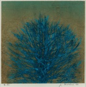 JOICHI HOSHI (1911-1979), Blue Tree, woodblock, signed lower right "J. Hoshi, '73", 26 x 26cm, 40 x 38cm overall
