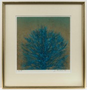 JOICHI HOSHI (1911-1979), Blue Tree, woodblock, signed lower right "J. Hoshi, '73", 26 x 26cm, 40 x 38cm overall - 2