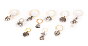 BABY RATTLES: Group of vintage & antique silver rattles.&nbsp;