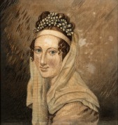 EUROPEAN SCHOOL, Jos&eacute;phine Bonaparte, Empress of France, needlework in wool and silk, early 19th Century, 40 x 38cm; framed 55 x 52cm.
