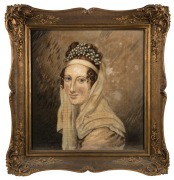 EUROPEAN SCHOOL, Jos&eacute;phine Bonaparte, Empress of France, needlework in wool and silk, early 19th Century, 40 x 38cm; framed 55 x 52cm. - 2