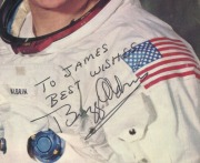 ASTRONAUTS: Neil Armstrong signature on card; plus signed NASA photographs of Buzz Aldrin, Paul Scully-Power & Jack Lousma. (4 items). - 3