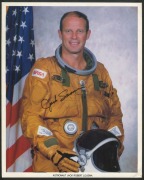 ASTRONAUTS: Neil Armstrong signature on card; plus signed NASA photographs of Buzz Aldrin, Paul Scully-Power & Jack Lousma. (4 items). - 4