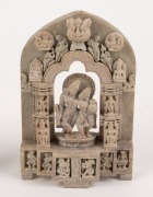 An African carved stone slave figure (17cm high), an Indian stone ornament (14cm high), together with a Papua New Guinea penis gourd (32cm high) - 2