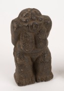 An African carved stone slave figure (17cm high), an Indian stone ornament (14cm high), together with a Papua New Guinea penis gourd (32cm high) - 3