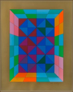 VICTOR VASARELY (1906 - 1997), Kapolna, 1974, screenprint in colours, signed in pencil lower right, 40 x 30cm; framed 68.5 x 58cm.