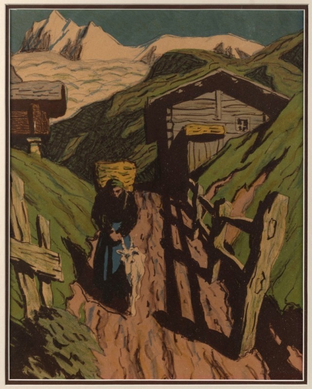 EUROPEAN SCHOOL (Alpine Village scene), lithograph in colours, circa 1930s, 43 x 34cm, 66 x 56cm overall
