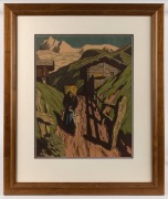 EUROPEAN SCHOOL (Alpine Village scene), lithograph in colours, circa 1930s, 43 x 34cm, 66 x 56cm overall - 2