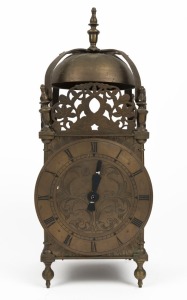 LANTERN CLOCK reproduction electric example in brass case, 20th century, 37cm high