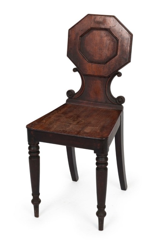 A fine late Georgian mahogany hall chair in the Hepplewhite Style, early 19th century, 85cm high