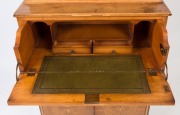 An English reproduction dwarf secretaire bookcase in the Georgian style, yew and boxwood, circa 1950s, retailed through George's of Melbourne, 186cm high, 65cm wide, 39cm deep - 3