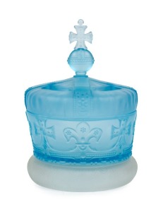 An antique pressed glass crown potpourri on stand, 19th/20th century, 22cm high