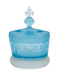 An antique pressed glass crown potpourri on stand, 19th/20th century, 22cm high