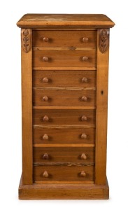 An antique English oak Wellington chest, 19th century, 102cm x 49cm x 34cm