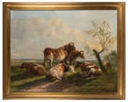 THOMAS SIDNEY COOPER (1803 - 1902),  (cattle in landscape), oil on canvas, signed lower left "T. Sidney Cooper R.A. 1897", 70 x 90cm, 82 x 103cm overall - 3