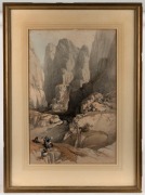 DAVID ROBERTS (1796 - 1864), Entrance to Petra, March 10th 1839, hand-coloured lithograph, plate 98 from Volume III of 'The Holy Land', 51 x 34cm; framed 71 x 52cm. - 2