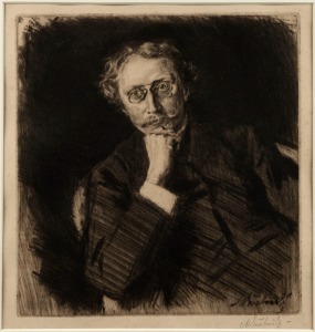 MAX SVABINSKY (1873 - 1962), Antonin Sova, drypoint etching, signed in the plate and in the lower margin, 24 x 22.5cm; framed 55 x 47cm.