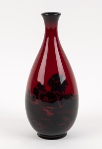 ROYAL DOULTON flambe landscape vase, stamped "Royal Doulton, Made in England, Flambe, Noke", 20cm high