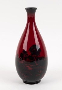 ROYAL DOULTON flambe landscape vase, stamped "Royal Doulton, Made in England, Flambe, Noke",  20cm high 