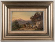 LUDWIG M&Uuml;LLER-CORNELIUS (1864-1946), A wayside stop, oil on panel, signed lower left, 15 x 24cm, 29 x 39cm overall - 2
