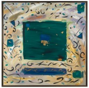 Artist Unknown, The Blue & The Green, oil on canvas, titled verso, each 146 x 146cm; framed 152 x 152cm. (2 items). - 2