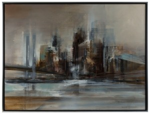 ARTIST UNKNOWN, (untitled city scape), oil on canvas, signed lower right "Colla". 91 x 120cm, 94 x 124cm overall