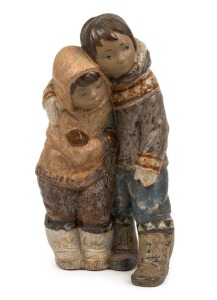 LLADRO Inuit figural group, blue factory mark to base, 33cm high