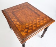 An antique Australian cedar games-top centre table, inlaid with Australian and New Zealand timbers including totara, musk, myrtle, kauri and hoop pine, blackwood and casuarina, New South Wales origin, circa 1870, ​​​​​​​75cm high, 87cm wide, 71cm deep - 3