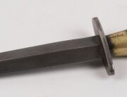 Fairbairn–Sykes Commando knife, stamped "15 DET, No,1 SPECIAL FORCES" with broad arrow stamp, in original period leather scabbard, 29cm long - 6