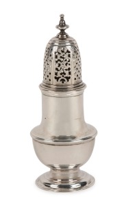 A Georgian sterling silver sugar caster by Samuel Wood of London, 12cm high, 81 grams