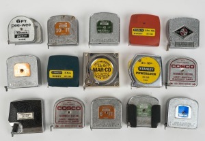 An assortment of pocket tape measures, various makes and manufacturers including Turner/Lufkin, Stanley, Spartan and MAR.Co, (16 items),