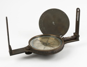 A fine early 19th century brass 5½" compass sighting level by Edward Wrench of Gray's Inn Terrace, London, 30cm long.